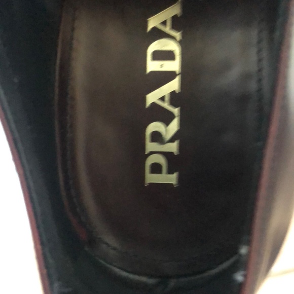 Prada Men\'s Burgundy  Leather Oxford Laced Up Shoes Size 9 main image 6